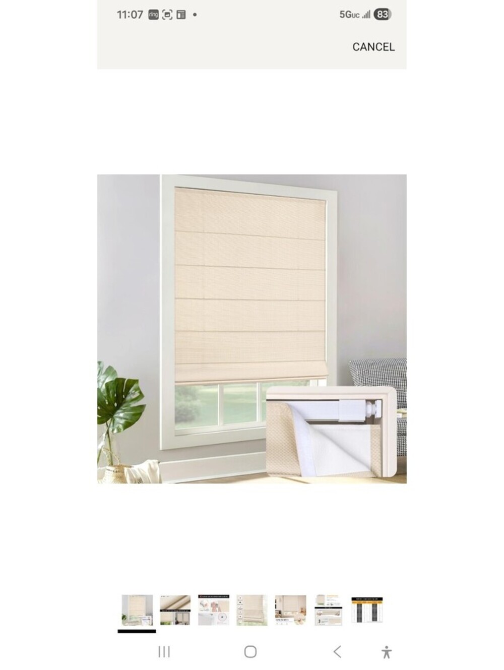 Cordless Blackout Roman Shade - Beige (New in Box)